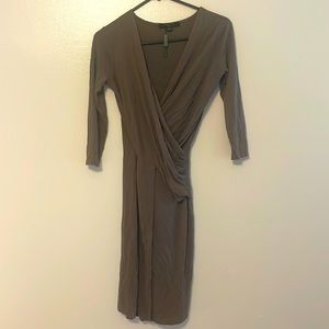 All Saints Small Grey Brown Faux Wrap Dress